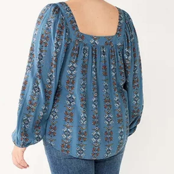 Floral Peasant Top- Size 0X - Picture 3 of 9